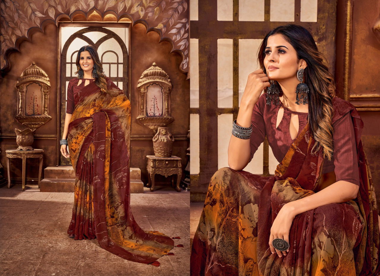 Saroj Magic New Ethnic Wear Printed Georgette Saree Latest Collection